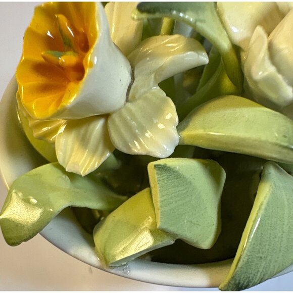 Prince Charles Lady Diana Ceramic Bowl Yellow Daffodil Floral Arrangement READ - Picture 6 of 9